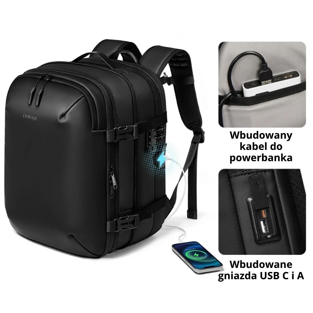 plecak z portem usb c i a